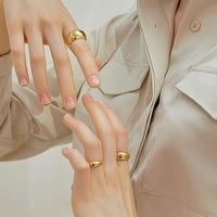 Izjava kupole zvoni zlatno plašeni prstenovi od debelih traka za žene minimalistički nakit veličine 12