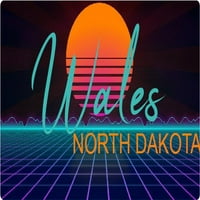 Wales North Dakota Vinyl Decal Stiker Retro Neon Design