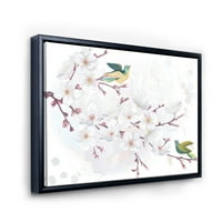 Cvjetanje trešnje i ptice uokvireno slikarstvom platno umjetnički tisak