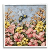 Stupell Bumblebee Ljetni vrtni livada životinje i insekti slikaju bijeli uokvireni umjetnički print zidni umjetnost