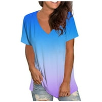 Ženske ljetne majice kratkih rukava, Ležerne majice s izrezom u obliku slova A i gradijentnim printom u boji,