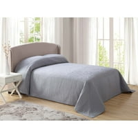 Prošiveni sivi pokrivač za dva odvojena kreveta s francuskim pločicama