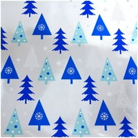 Papir za omotavanje božićnih folija, Sq Ft, 1 pakiranje, srebro s plavim drvećem omota