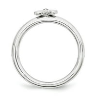Diamond Sterling Silver Rhodium Clover prsten