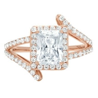 Dijamantni smaragd od 2 karata, prirodni Švicarski plavi topaz od ružičastog zlata od 14 karata, prsten s umetcima,
