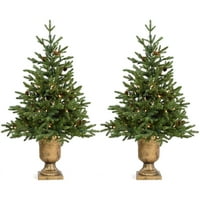 Set od dva umjetna božićna drvca od 3 metra. Plemenita smreka s metalnim stalcima za urne i LED lampicama na baterije