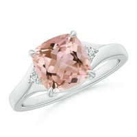 Prirodni morganit dijamantni pasijans od 14k bijelog zlata za žene, veličina prstena za djevojčice izvrstan je