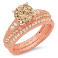 1. dijamant okruglog reza s imitacijom šampanjca od ružičastog zlata 18k $ 6,75 vjenčani set
