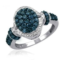 Nakit klub 0. 1K srebrni plavi i bijeli dijamantni prsten za žene