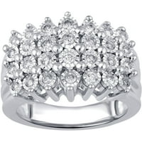 Prsten u obliku piramide od srebra s okruglim bijelim dijamantom od Miracle.