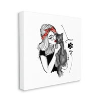 Stupell Industries Love Glam Cat Cuddle Graphic Art Gallery Wrapped Canvas Print Wall Art, Dizajn Alison Petrie