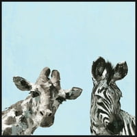 Žirafa i Zebra _ plutajući uokvirena slika ispis na platnu