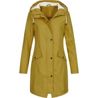 Ženski zimski kaputi ženska jednobojna vanjska kišna jakna Plus veličina Vodootporni kišni kaput s kapuljačom