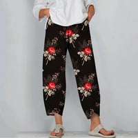 Rasprodaja ženskih hlača Ženski trendovi ljetne Ležerne široke hlače s ravnim džepom s printom crvene hlače 517492