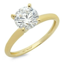 Dijamant okruglog reza s prozirnim imitiranim dijamantom od žutog zlata 18k 9.5