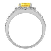 2. 14-karatni sintetički žuti Moissanite dijamant od bijelog zlata u Ovalnom rezu s umetcima prsten od 5.5