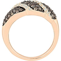 Carat T.W. Šampanjac i bijeli dijamant 10kt modni prsten od ruže zlata