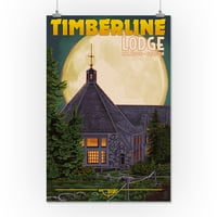 Mt. Hood, Oregon - Timberline Lodge & Full Moon - Umjetničko djelo Lantern Press