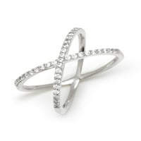 CZ srebrni križni prsten, veličine prstena do 9, širok