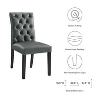Blagovaonska stolica od veganske kože od tafta s gumbima u sivoj boji