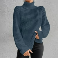 Ženski džemperi s visokim vratom pleteni kabelom, široke udobne Ležerne zimske tunike S visokim vratom, vrhovi,