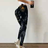 Ženske hlače na rasprodaji ženske fitness gamaše s printom visokog struka joga hlače tamnoplave