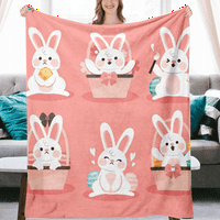 Dicasser Uskrs sretni zeko bacanje pokrivača s jastukom s jastukom proljetne zečice i cvijeće pokrivači za kauč