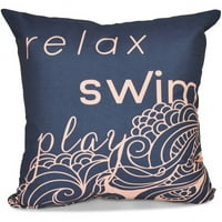 Jednostavno Daisy 16 16 Mellow Mantra Word Print Outdoor Pillow, tirkiz