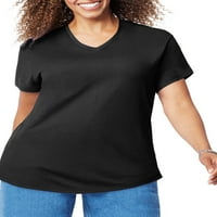 Ženska majica s kratkim rukavima Plus Size S izrezom u obliku slova u