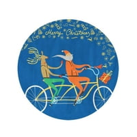 Okružna pokrivač za ručnike na plaži Slatka Djed Mraz i jelena na gradskim biciklom Bo putopis krug kružni ručnici