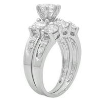 Kolekcija DazzlingRock okrugla bijela dijamantna mladenka zaručnički prsten s bendom postavljenim za žene CT u