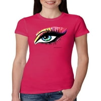 Wild Bobby, Boji sjenilom Art Sparkle Eye, Pop-kultura, Ženska t-shirt Slim Fit Junior, Малиновая, Prosječna