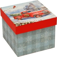 Vrijeme za odmor Mali kvadratni crveni kamion božićni papir poklon kutija