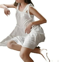 Slatka jednostavna slip haljina s naramenicama, bijele ženske spavaćice i ogrtači bez rukava