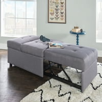 Kompaktni bračni krevet na rasklapanje, ležaljka ili otoman, siva