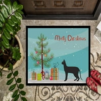Crna Cornish crvena mačka Sretan Božić vrata mat