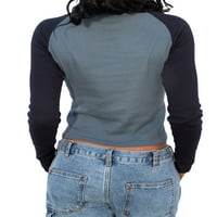 Ženski puloveri širokog kroja s okruglim vratom s dugim rukavima U Blokovima, vrhovima, košuljama