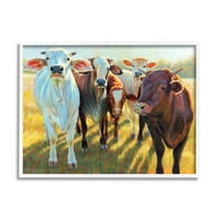 Razno goveda sunčano poljoprivredno zemljište Poljske životinje i insekti slikanje u bijelom okviru umjetnički