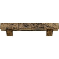 Ekena Millwork 4 H 4 D 48 W Hand Hewn Fau Wood Kamin Mantel Kit W Ashford Corbels, prirodni zlatni hrast