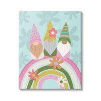 Stupell Industries Groovy Pink Garden Gnomes uzorak Rainbow Motif Canvas Wall Art, 48, Dizajn Lisa Perry Whitebutton