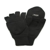 Pletene flip rukavice s izolacijom, Crne, Plus veličine