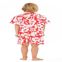 Prikladna obiteljska Havajska odjeća za muškarce, žene, djevojčice i dječake u klasičnoj Vintage hibiskus crvenoj