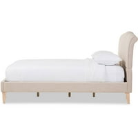 Francuski klasični krevet na platformi u modernom stilu, Bež lanena Tkanina