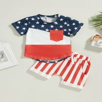 Komplet odjeće za dječake za 4. srpnja majica kratkih rukava s prugama i zvijezdama top kratke hlače s američkom