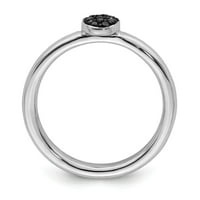 Prsten od čistog srebra s crnim dijamantom veličina remena