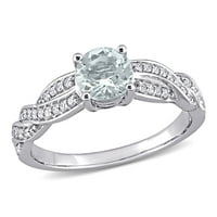 Miabella Women Ct Aquamarine i CT Diamond 14KT zaručnički prsten bijelog zlata