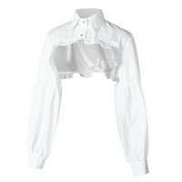 ženska jednobojna bluza od A-liste s uklonjivim volanima i preklopnim ovratnikom od pola košulje